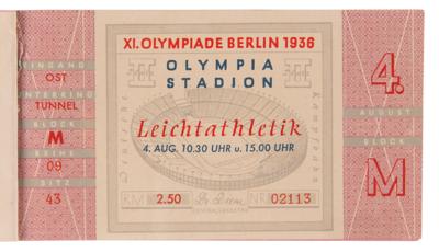 Lot #3338 Berlin 1936 Summer Olympics Ticket Booklet with (2) Tickets - One for Athletics on Aug. 4 (Jesse Owens Gold Medal Event) - Image 1