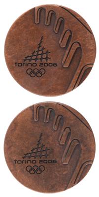 Lot #3163 Torino 2006 Winter Olympics (2) Pewter Participation Medals - Image 1