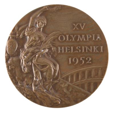 Lot #3075 Helsinki 1952 Summer Olympics Bronze Winner's Medal and Pin - Image 1