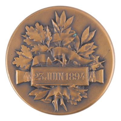 Lot #3393 Paris 1894 First Olympic Congress Bronze Commemorative Medal - Image 1