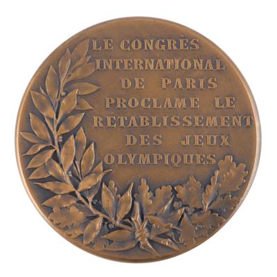 Lot #3393 Paris 1894 First Olympic Congress Bronze Commemorative Medal - Image 2