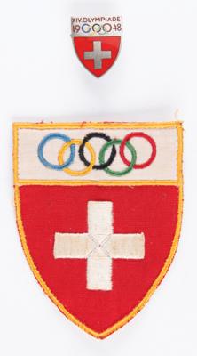 Lot #3277 St. Moritz 1948 Winter Olympics Swiss National Olympic Committee Pin and Patch - Image 1