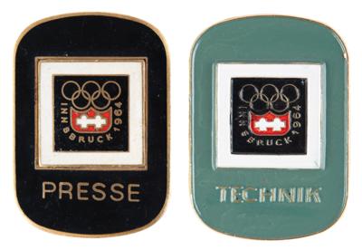 Lot #3238 Innsbruck 1964 Winter Olympics Press and Technician Badges - Image 1