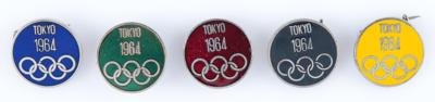 Lot #3281 Tokyo 1964 Summer Olympics (5) Olympic Color Pins - Image 1