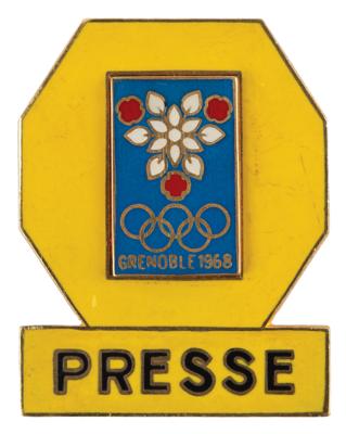 Lot #3242 Grenoble 1968 Winter Olympics Press Badge - Image 1