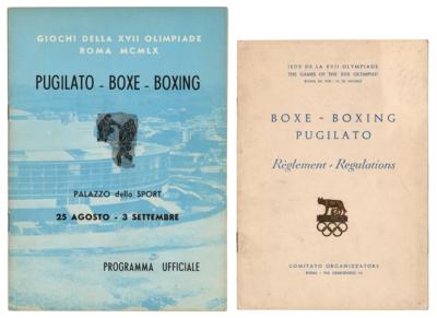 Lot #3297 Rome 1960 Summer Olympics Boxing Program and Regulations Booklet - featuring light heavyweight boxer Cassius Clay - Image 1