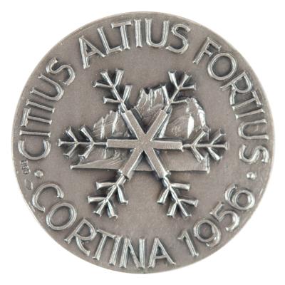 Lot #3134 Cortina 1956 Winter Olympics Silver Participation Medal - Image 2