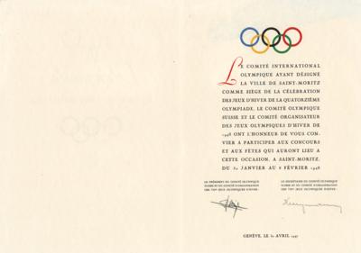 Lot #3385 St. Moritz 1948 Winter Olympics Organizing Committee Invitation to Participate - Image 2