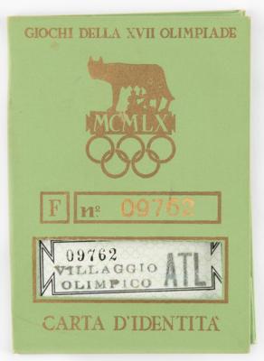 Lot #3254 Rome 1960 Summer Olympics ID Booklet - Bronze Medal Winner - Image 1