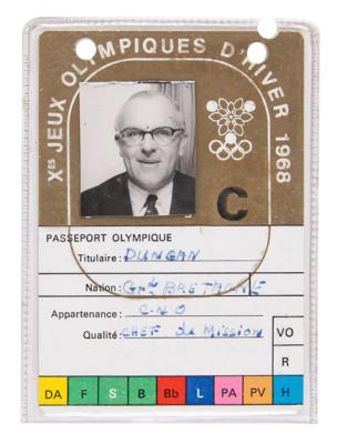 Lot #3258 Grenoble 1968 Winter Olympics ID Card - Image 1