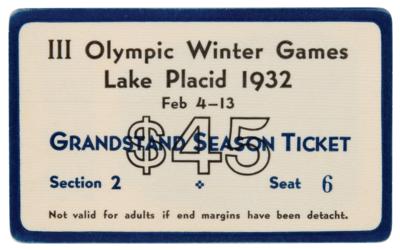 Lot #3336 Lake Placid 1932 Winter Olympics Celluloid Season Ticket (Grandstand) - Image 1