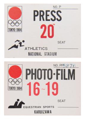 Lot #3262 Tokyo 1964 Summer Olympics (2) Media Passes - Image 1