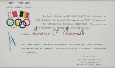 Lot #3384 Antwerp 1920 Olympics (5) Formal Meal Invitations - Image 4