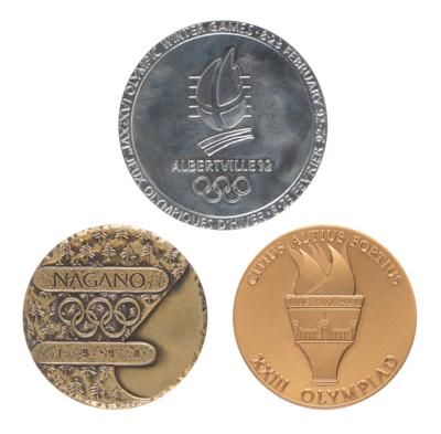 Lot #3150 Olympics (3) Participation Medals –Los Angeles 1984, Albertville 1992, and Nagano 1998 - Image 1