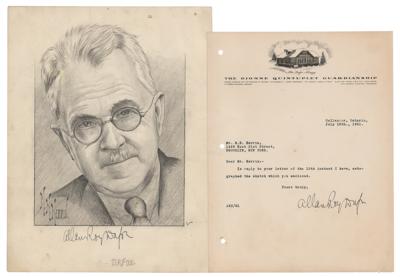 Lot #173 Allan Roy Dafoe Signed Sketch and Typed