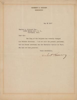 Lot #73 Herbert Hoover Typed Letter Signed