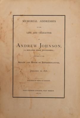 Lot #75 Andrew Johnson: Congressional Memorial Addresses - Image 2