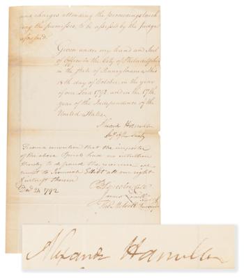 Lot #132 Alexander Hamilton Signed Document on the Import of Distilled Spirits - Image 1