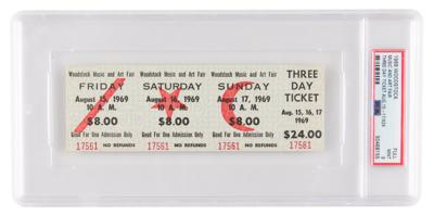 Lot #499 Woodstock Three-Day Admission Ticket PSA MINT 9 - Image 1