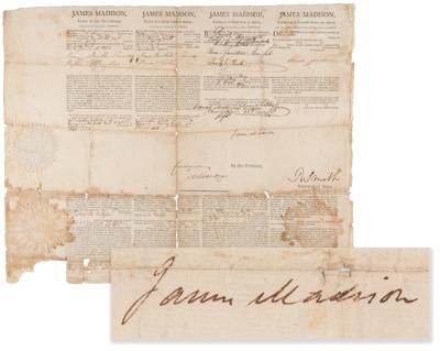 Lot #99 James Madison Ship's Papers Signed as President for a "Brig called the Tulip" - Image 1