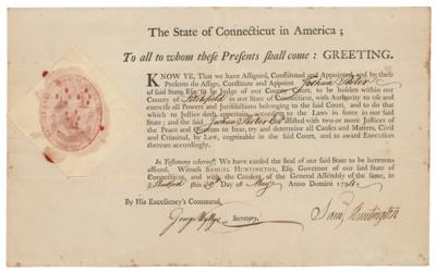 Lot #187 Samuel Huntington Document Signed