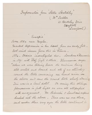 Lot #395 Arthur Conan Doyle Handwritten Notebook on Spiritualism - 30+ Pages on Seances, Mediums, Dickens and Automatic Writing - Image 3