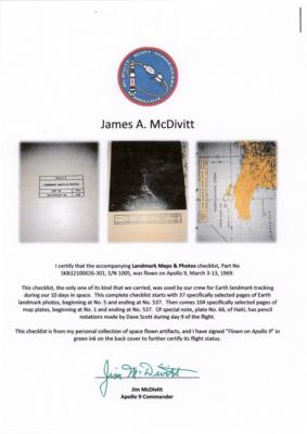 Lot #297 Apollo 9 Landmark Map Checklist Page [Attested as Flown by Richard Garner] - Image 3