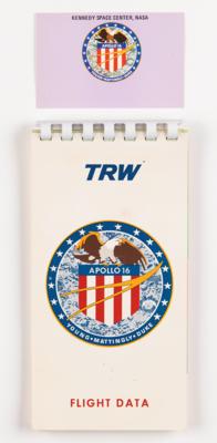 Lot #292 Apollo 16 Launch Badge and TRW Flight Data Book - Image 1