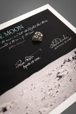 Lot #338 Northwest Africa (NWA) 11303 Lunar Meteorite Slice with Charlie Duke and Dave Scott Signed Photograph - Image 1