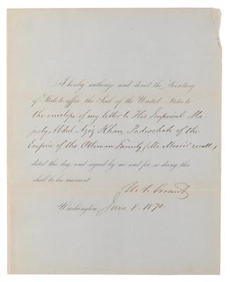 Lot #21 President U. S. Grant Writes to the Sultan