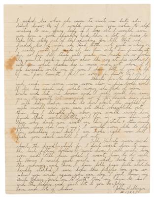 Lot #157 John Dillinger Autograph Letter Signed from Prison: "I am broke right now but just you wait untill I get out" - Image 3