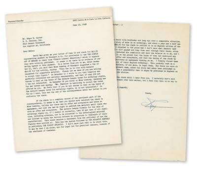 Lot #406 Raymond Chandler Typed Letter Signed on