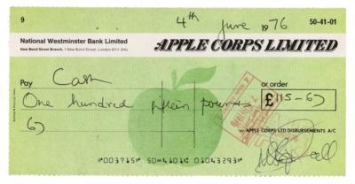 Lot #454 Beatles: Neil Aspinall Signed 'Apple Corps Ltd.' Check - Image 1