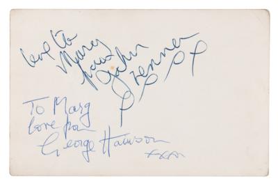 Lot #426 Beatles: John Lennon and George Harrison Signed Promotional Card (circa 1962) - Image 2