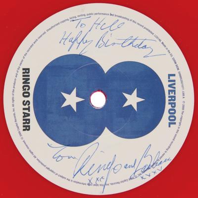 Lot #455 Beatles: Ringo Starr and Barbara Bach Signed 45 RPM Record - 'Liverpool 8' (promo) - Image 2