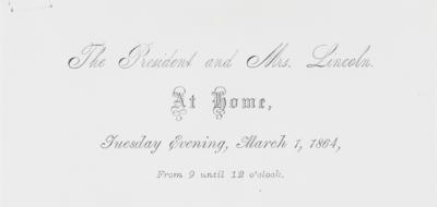 Lot #17 Abraham Lincoln: White House Invitation