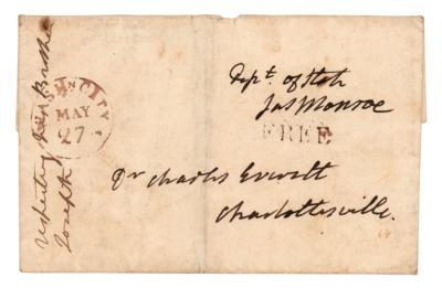 Lot #104 James Monroe Signed Free Frank to His Physician, Dr. Charles Everett - Image 1