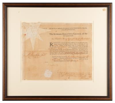 Lot #131 Benjamin Franklin Document Signed as President of Pennsylvania, Assigning a Justice to "the county court of Common Pleas" - Image 2