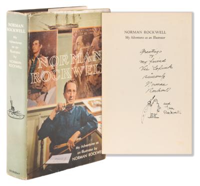 Lot #371 Norman Rockwell Signed Book with Sketch