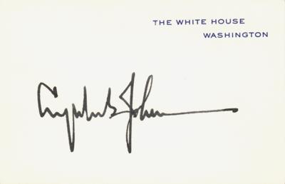 Lot #77 Lyndon B. Johnson Signed White House Card - Image 1