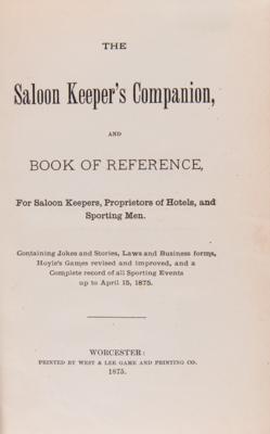 Lot #586 Baseball: The Saloon Keeper's Companion, with Baseball's Championship Code and Standings (1875) - Image 2