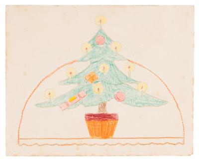 Lot #139 Queen Elizabeth II Hand-Drawn and -Colored Christmas Card for Her Governess, Marion Crawford - Image 3