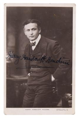 Lot #513 Harry Houdini Signed Postcard Photograph