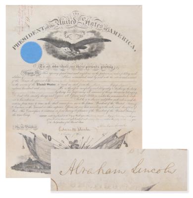 Lot #15 President Abraham Lincoln Signed Document,