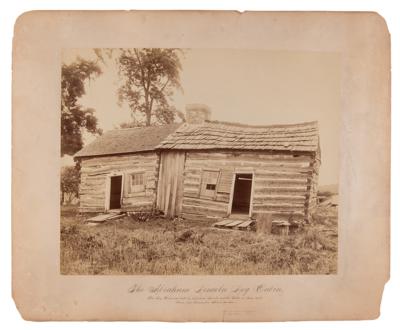 Lot #86 Abraham Lincoln: Oversized Albumen Photograph of 'The Abraham Lincoln Log Cabin' - Image 1