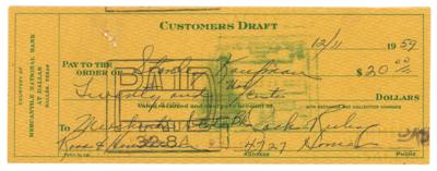 Lot #236 Jack Ruby Signed Check