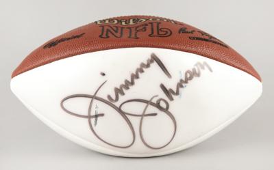 Lot #594 Football Hall of Famers: Brown, Unitas, Shula, and Johnson (4) Signed Items - Image 2