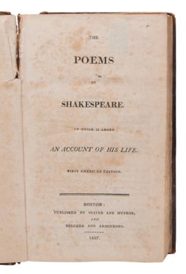 Lot #417 William Shakespeare: The Poems of Shakespeare (First American Collection of His Poetry, 1807) - Image 2