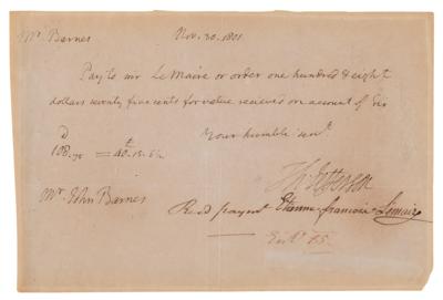 Lot #5 Thomas Jefferson Autograph Letter Signed as President, Paying His White House Butler - Image 1