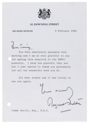 Lot #240 Margaret Thatcher Collection of (7) Typed Letters Signed to Jimmy Savile - Image 3